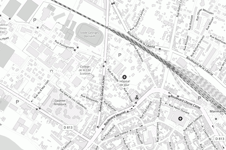 Plan du quartier du dojo, rue du Stade à Marmande
